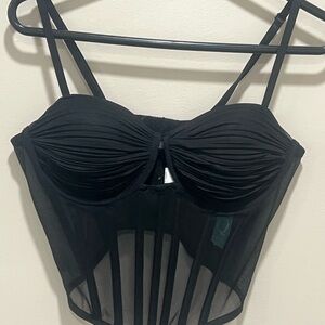 Black Mesh Corset Top